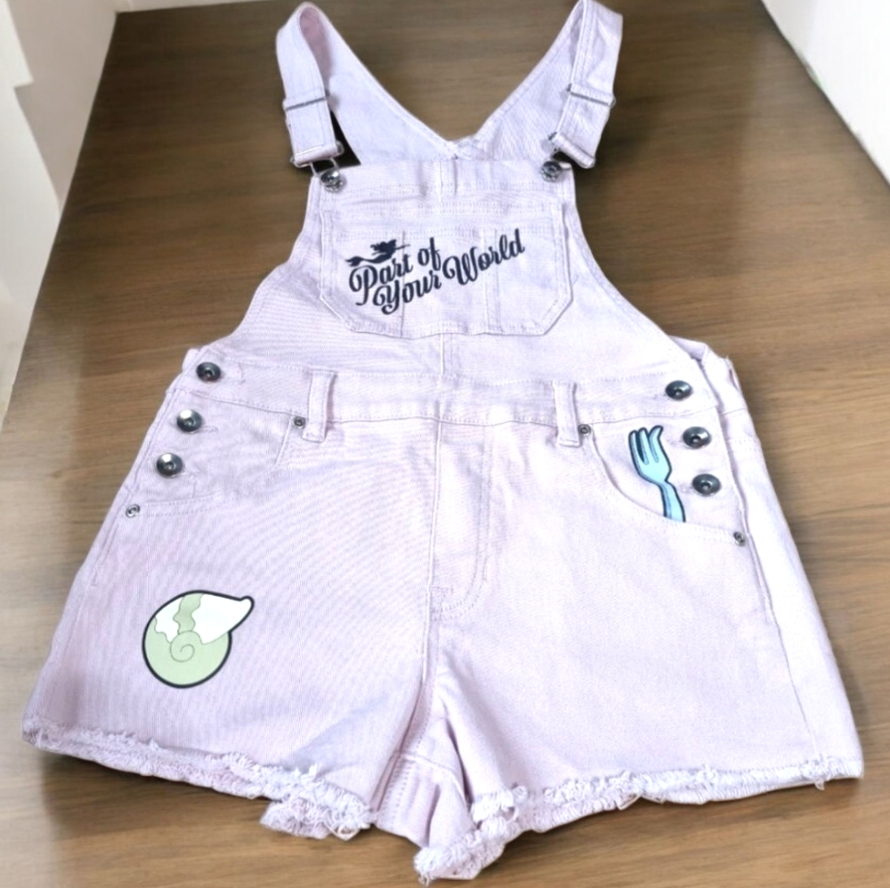 Disney The Little Mermaid Ariel Light Pink Short Overalls Ladies Size S